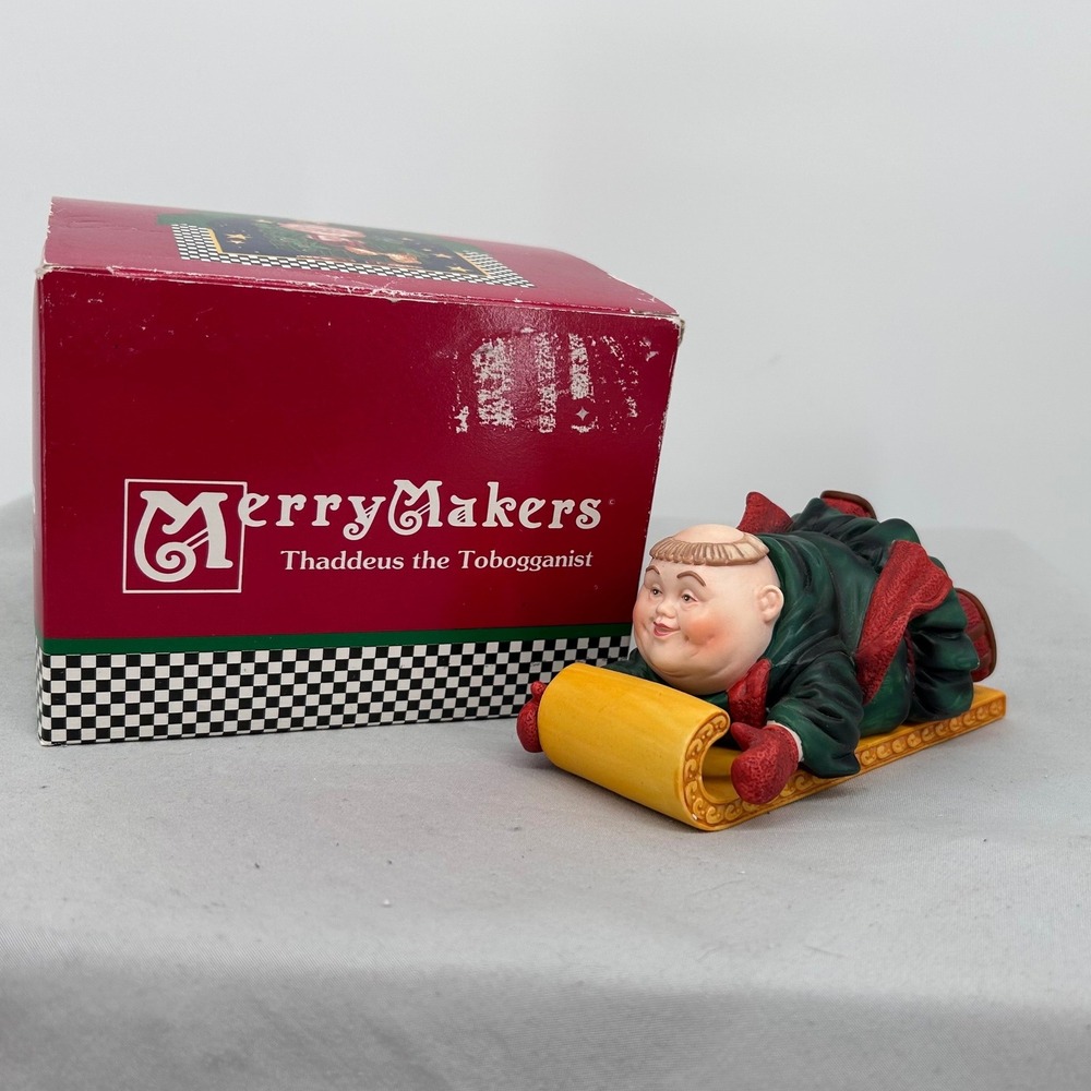 Dept 56 Merry Makers Thaddeus the‎ Tobogganist Figurine Christmas